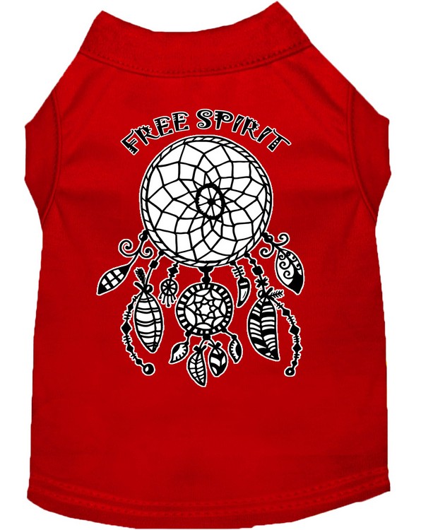 Free Spirit Screen Print Dog Shirt Red XS